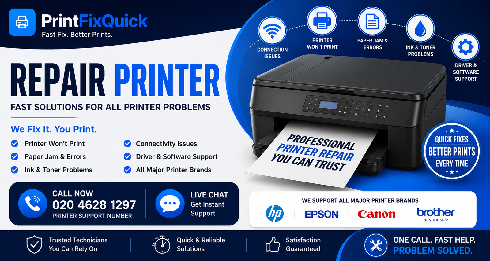 Repair printer problems with PrintFixQuick troubleshooting support
