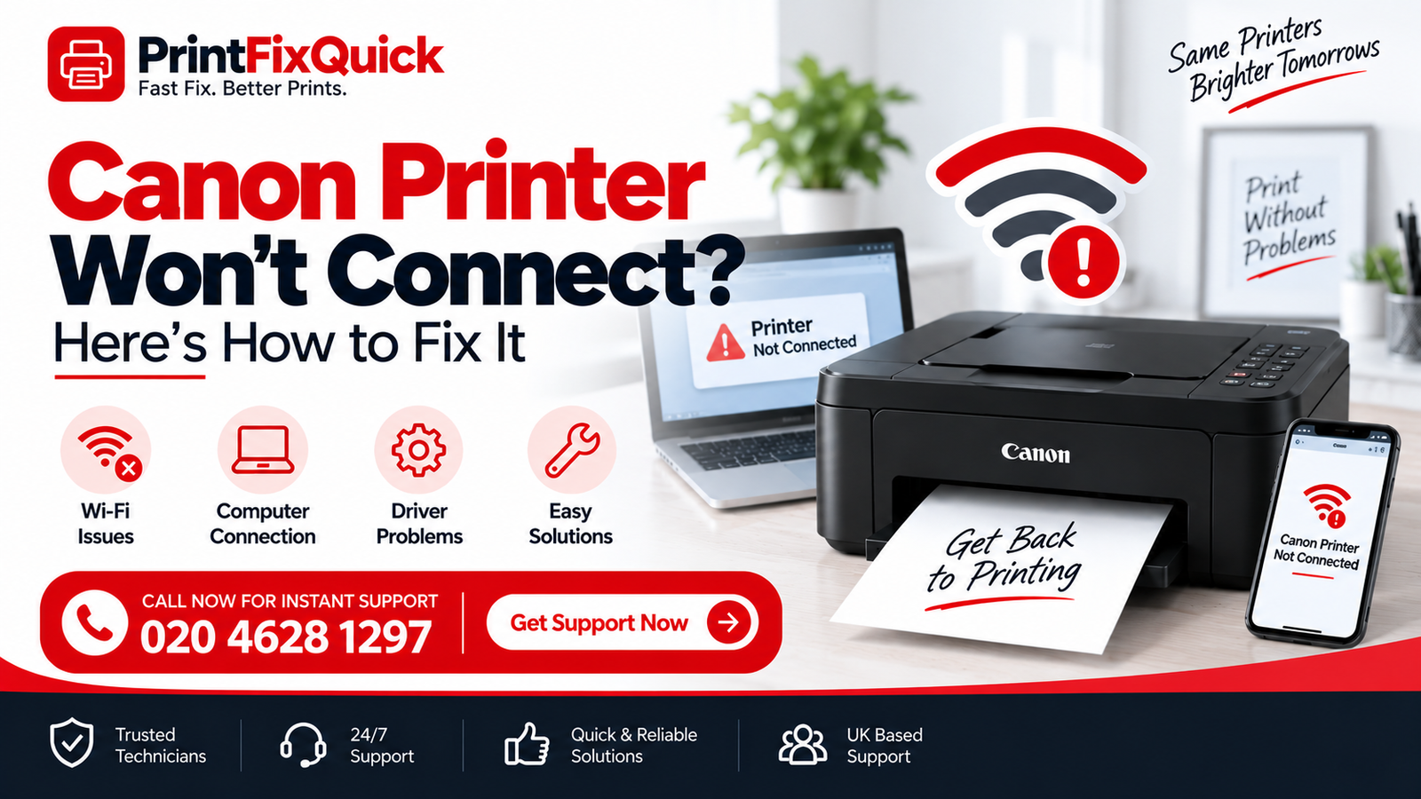 Canon printer won't connect troubleshooting and support guide by PrintFixQuick